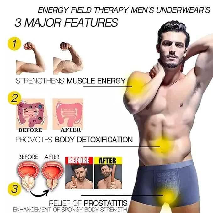 Image of Men's Mid-Rise Magnetic Boxer Briefs | Breathable Stretch Fabric with Energetic Massage Dots Underwear