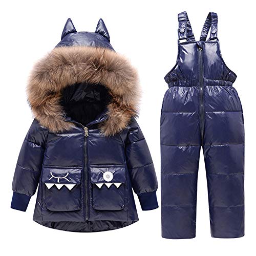 Girls Snowsuit Winter Hooded Jacket and Snow Pants Zip Up Casual Coat Kids Thick Warm Long Outerwear Clothes Coats