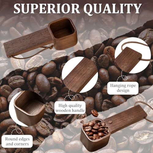Image of Supvox Wooden Coffee Bean Spoon Measuring Cup Ground Coffee Spoon, Natural Wood Square Shape Kitchen Spoon for Condiments, Seasoning, Dry or Wet Use, 10g Capacity