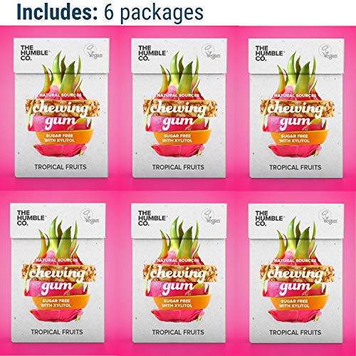 The Humble Co. Natural Chewing Gum (6pack) – Keto, Vegan, Sugar Free, Aspartame Free, Non GMO, 100% Xylitol for kids and adults (Tropical Fruits) - Thumbnail 5
