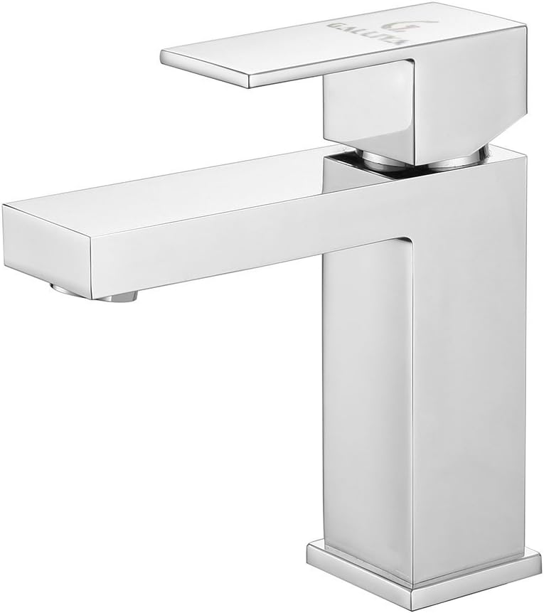 Galliya Modern Single Handle Bathroom Sink Faucet with Solid Brass and Supply Hose, Chrome-1