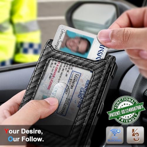 Image of KEMISANT Men Wallet,Slim Wallet Card Case With Magnetic Billfold Flip,Pop-up Access for 12Cards RFID Blocking