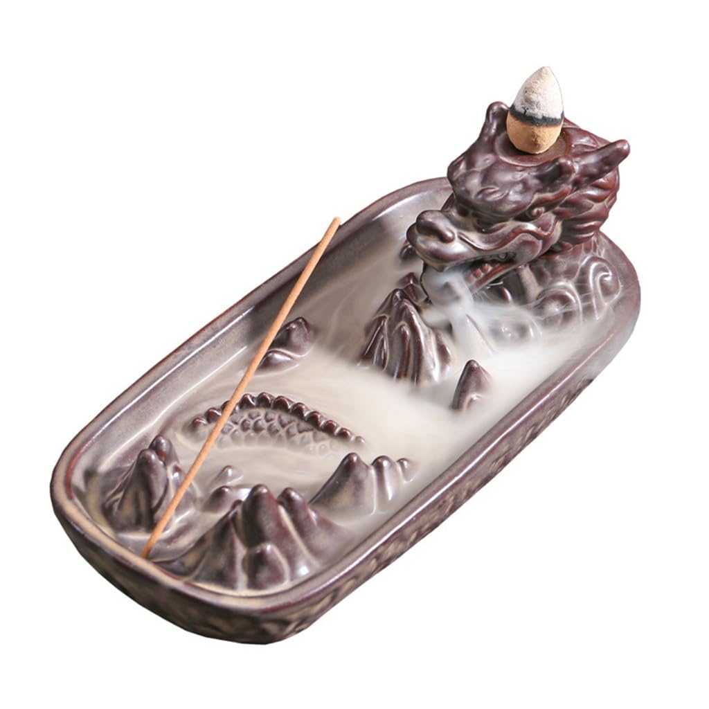 Brûleur d'encens en céramique de charme avec cascade de fumée artistique rétro