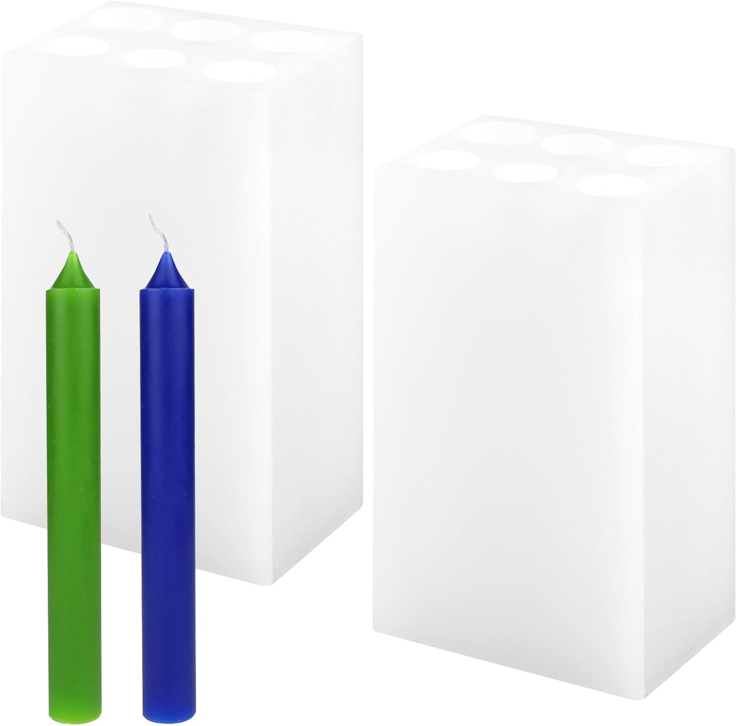 2 Pack 6 Holes Long Cylinder Silicone Candle Molds, Long Pillar Cylinder Mold Scented Candle Mold for Handmade Crafts Making