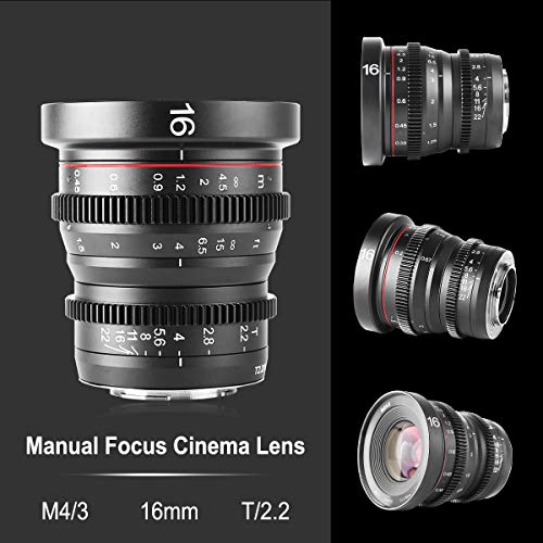 Meke 16Mm T2.2 Large Aperture Manual Focus Prime Low Distortion 4K Mini Cine Lens For Micro Four Thirds M4/3 Mft Compatible With Olympus/Panasonic Lumix Cameras And Bmpcc 4K Zcam E2 Gh5 Gh6 Om-1 #TOP1