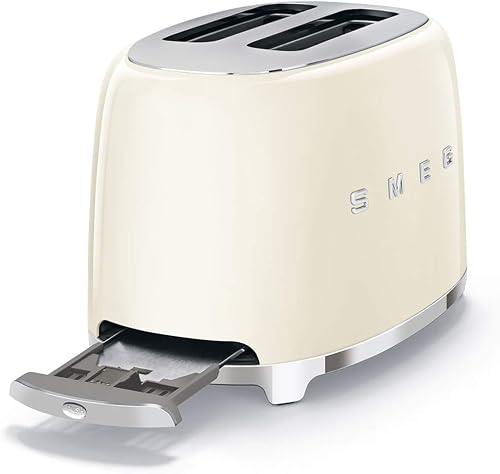 Smeg, Grille-pain 2 Tranches TSF01CREU, 2 Fentes 36 mm, 6 Niveaux de Brunissage, Fonction Chauffage, Décongélation et Bagel, Éjection Automatique du Pain, Ramasse Miettes, 950 W, Crème - 3