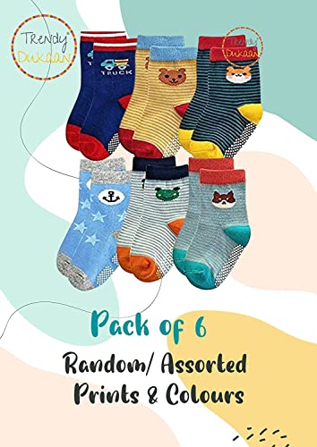 Image of Baby Socks with Grips Infants Toddler Kids Boys Girls Non Slip /Anti Skid Cotton Crew Socks