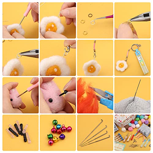 Veroave Needle Felting Starter Kit With Storage Bag, 385 Pcs Complete Needle Felting Tools And Supplies, Wool Felting Kit With Wool Felt Tools And Felt Molds For Home Decoration Felted Animal #TOP7