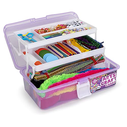 Darice Arts and Crafts Kit - 1000+ Piece Kids Craft Supplies & Materials, Art Supplies Box Caddy for Girls & Boys Age 4 5 6 7 8 9