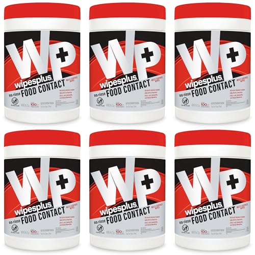 WIPESPLUS Cleaning Wipes All Purpose Food Contact - No Rinse, No Residue, Quick Dry Formula, Disinfecting Wipes For Restaurants, Foodservice, Schools - Canister, 100 Count