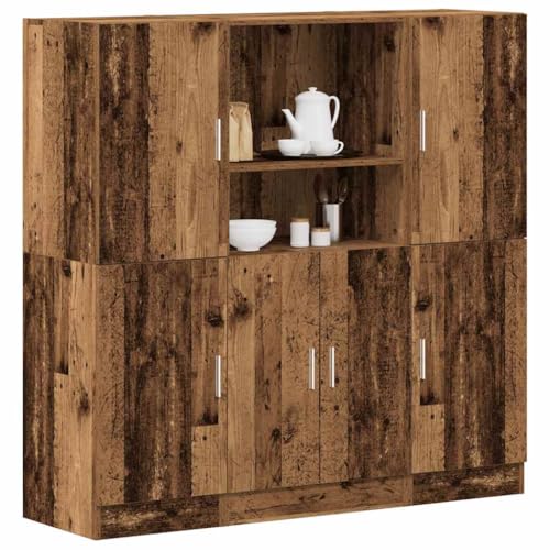 Genérico Mueble de Cocina 3 Piezas Madera contrachapada Madera Vieja, Estantes y estanterías Marrón,3324158