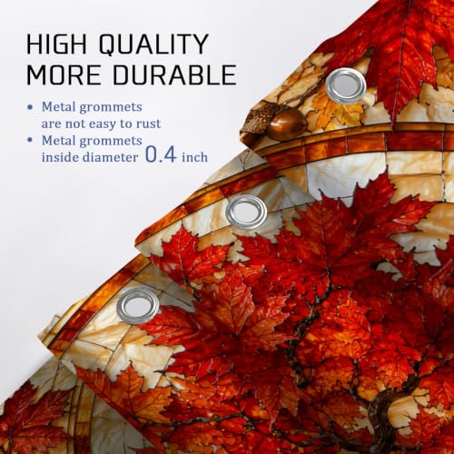 Rideau de douche automne imperméable en polyester 183x183 avec tapis - 6