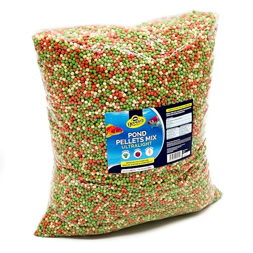 HERONS - Pond Pellets Mix Ultralight 15L - Floating Pellets for Koi Carp and Coldwater Fish - Immune System Boost - With Spirulina and Paprika - Complete Feed for Pond Fish - 1.6 KG