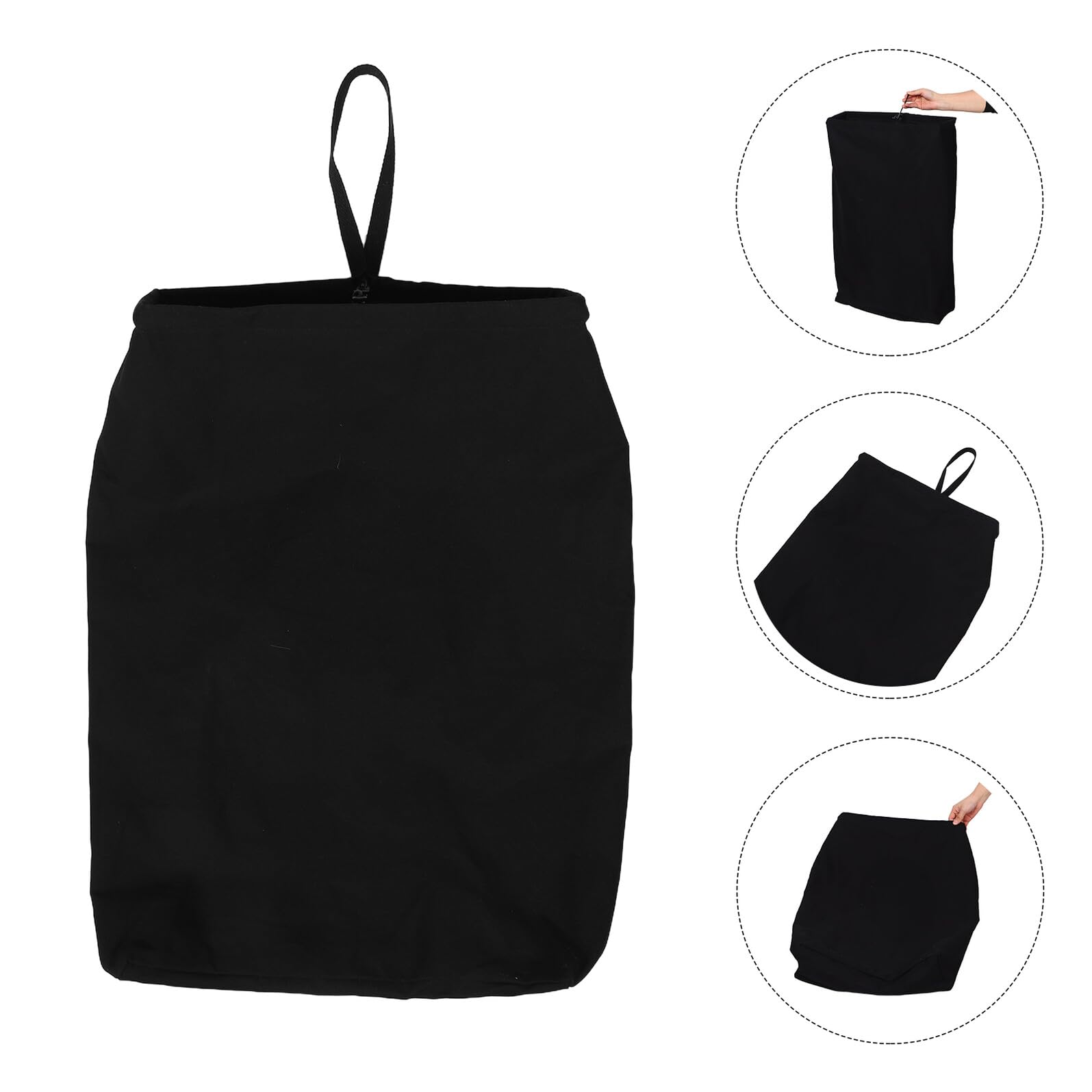 Cesto Portabiancheria Sospeso Nero Grande in Canvas Girevole | Sacco Rimovibile Lavabile, Anello con Gancio, per Camera da Letto e Lavanderia