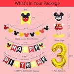Cartoon Mouse 3rd Birthday Party Decorations - 3 Years Old Boy Party Supplies Includes Birthday Banner Garland, Door sign, Tablecloth, Cake Cupcake Toppers, Mouse Head Balloons, Latex Balloons - Image 3