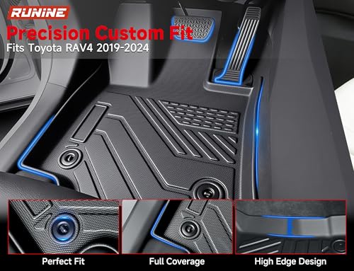 Image of Floor Mats for Toyota RAV4 2019-2023 2024 2025 (Not for Hybrid), All Weather Protection Custom Floor Mats Trunk Cargo and Car Windshield Cover Set for Car Accessories,Car Floor Liners Set