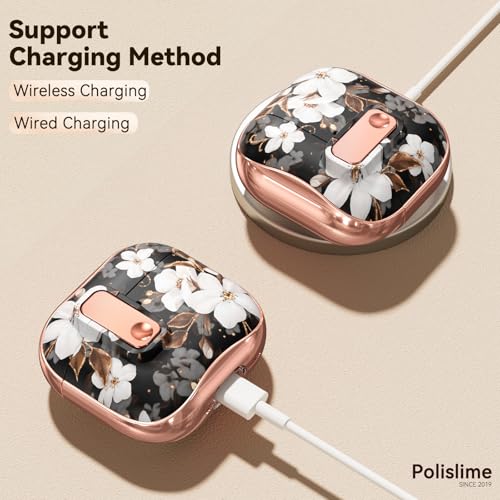Image of for Apple AirPod 4 Case 2024 with Lock,Clear TPU Floral AirPod 4th Generation Cases for Women Girly, iPod 4 Case with Keychain & Cleaner Kit- Black Gold Flower
