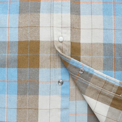 Dubinik® Flannel Shirt for Men Western Cowboy Pearl Snap Shirts for Men Long Sleeve Vintage Buttons Down Plaid Shirt3