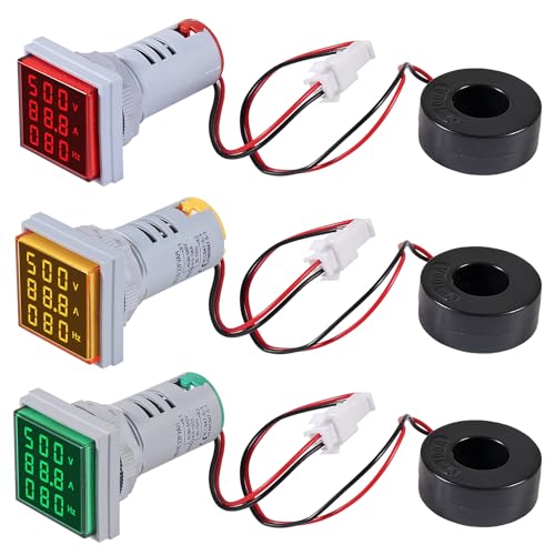 Image of 3PCS AC Current Voltage Amperage Power Energy Panel Meter LCD Digital Display Ammeter Voltmeter Multimeter with CT AC 60-500V 0-100A 20-75 Hz Multi-Function Power Monitor