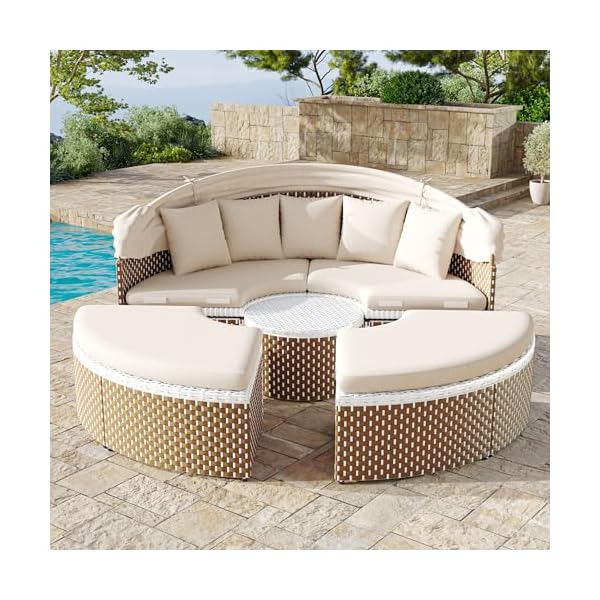 Polyrattan Sonneninsel mit Sonnendach