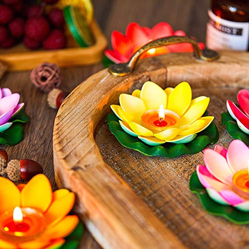 12 Pieces Lotus Floating Lanterns Floating Candles Light Artificial Floating Colorful Lotus With Real Candles Pool Lights Float For Garden Weddings Home Pool Decor(4 Inch) #TOP6