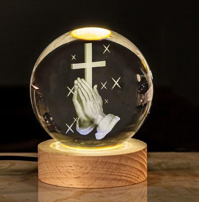 3D Crystal Ball Music Box Luminous Rotating Spaceman Astronaut Musical Box Wood Base