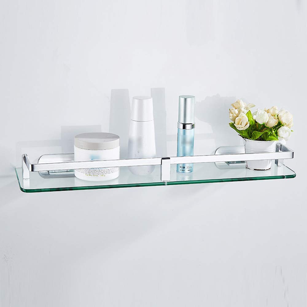 Scaffali da bagno squisiti Scaffali da bagno, Scaffale doccia da bagno temperato senza punzonatura ad angolo doccia, Scaffale per cosmetici in ottone, Scaffale frontale a specchio Bagno in vetro di 6