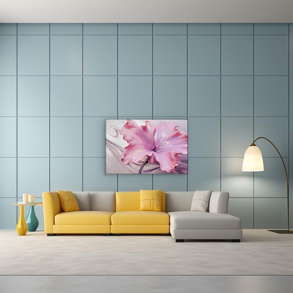 Canvas for Living room. Illuminating Beauty: The Abstract Pink Blossom That Radiates Artistry, 27 x 18 inch Canvas Wall Art - Contemporary Masterpieces - Modern Home Decor - 69x46 cm (27x18 inch)