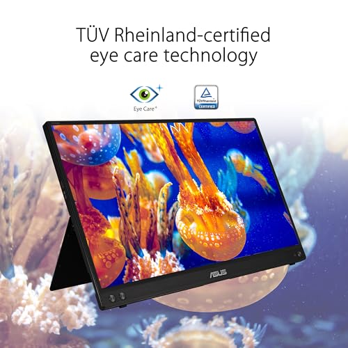 ASUS ZenScreen MB16ACV - 15,6 Zoll tragbarer USB Monitor - Full HD 1920x1080, Hybrid Typ-C, Autorotation, leichtes Design, Kickstand, Antibakteriell, Stativ Sockel - IPS Panel, 16:9, entspiegelt 6