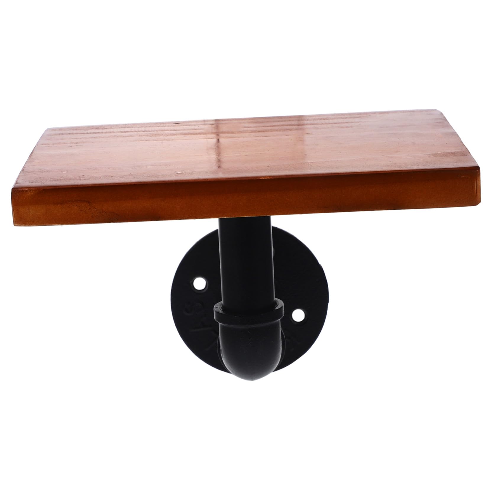 Étagère murale noire bois massif premium, support fer forgé haute résistance