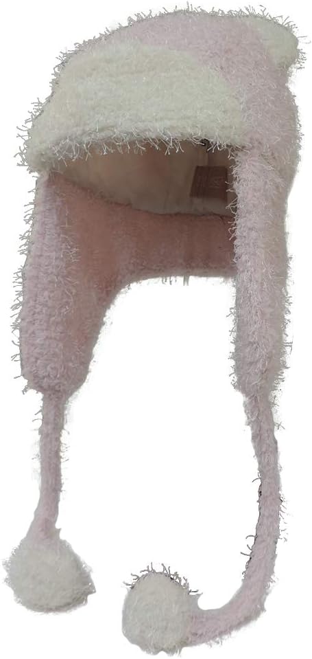 PINK Soft Fleece Trapper Aviator Winter Hat w Bear Ears