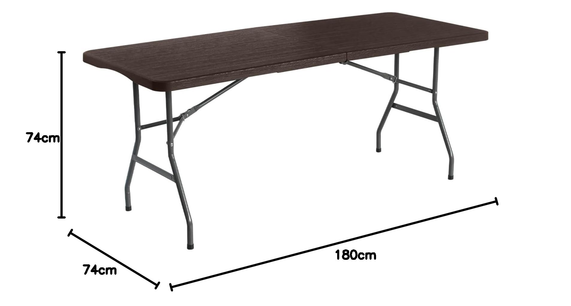 THINIA HOME Mesa Plegable Rectangular Efecto Madera 180x74x74cm