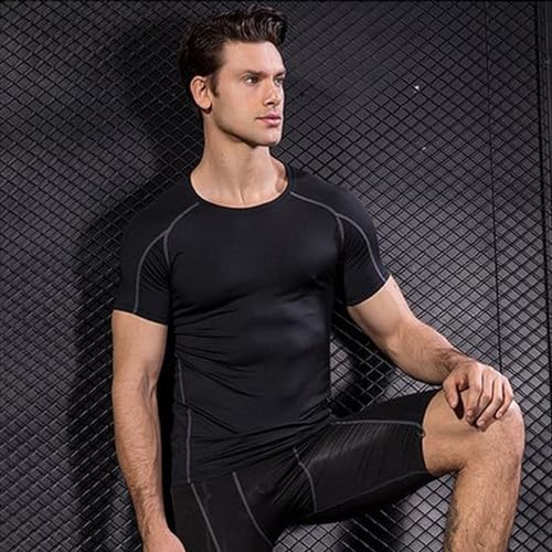 LANBAOSI 3 Pack Men's Compression Shirts Short Sleeve Compression Base Layer Cool Dry Athletic Undershirt Workout T Shirt3