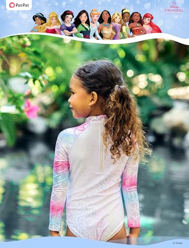Image of Disney Frozen Stitch Princess Minnie Mouse Girls Swimsuit Long Sleeve Rashguard UPF 50 One Piece Bathing Suit Size 3M-13Y