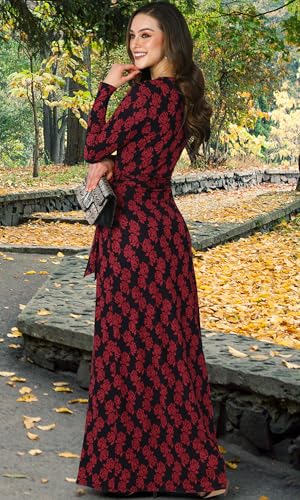 Image of KOH KOH Womens Long Sleeve V-Neck High Slit Cocktail Evening Gown Maxi Dress