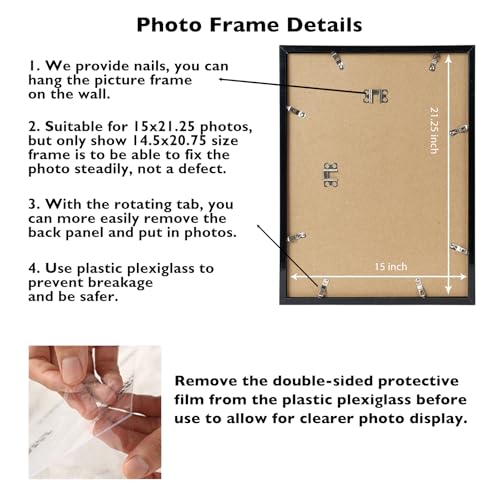 Image of JCJMY 15x21.25 Puzzles Frame Black, Wall Hanging 15 x 21.25 Picture Frame for 15 by 21.25 Poster Photo Canvas Picture Puzzles with Shatter Resistant Plexiglass, Black