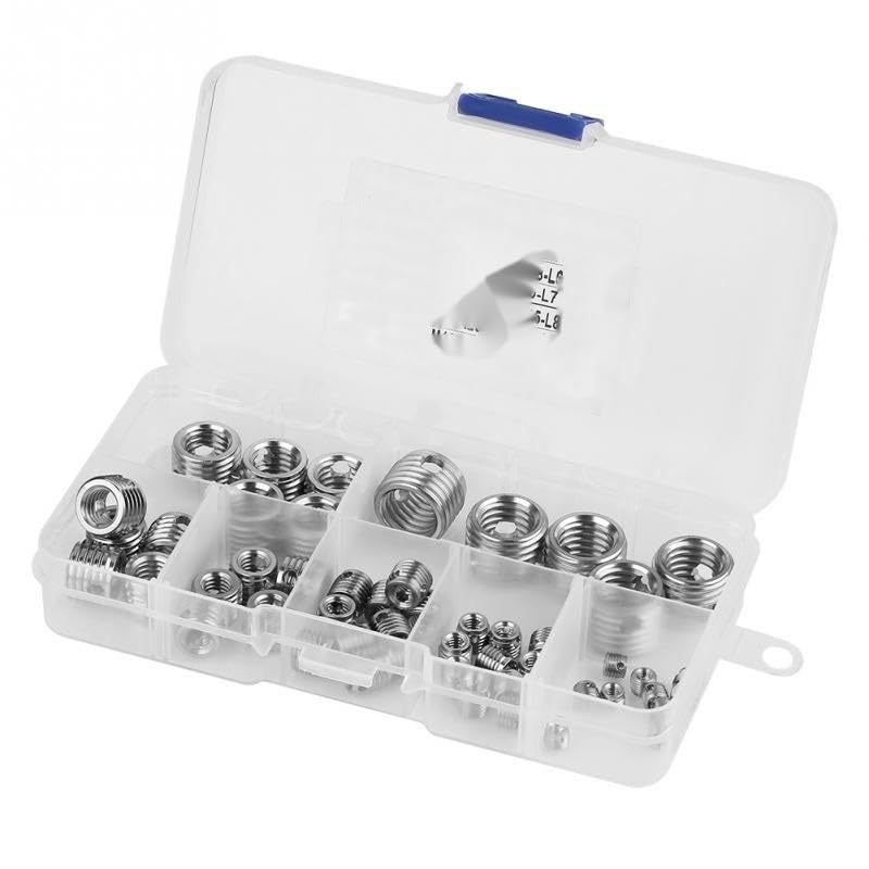 58Pcs/Set Self Tapping Thread Inserts Thread Repair Insert Screw Repair Tools Assortment Kit Fastener Hardware Stainless Steel