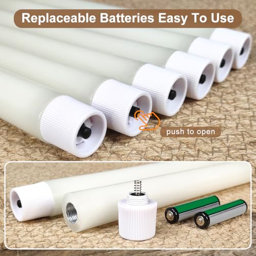 Image of Battery Operated Flameless Ivory Taper Candles Flickering-Set of 6, Realistic 3D Wick Flickering LED Taper Candle Set,USB-Rechargeable, Remote & Timer, Ideal for Living Room, Bedroom & Easter Decor