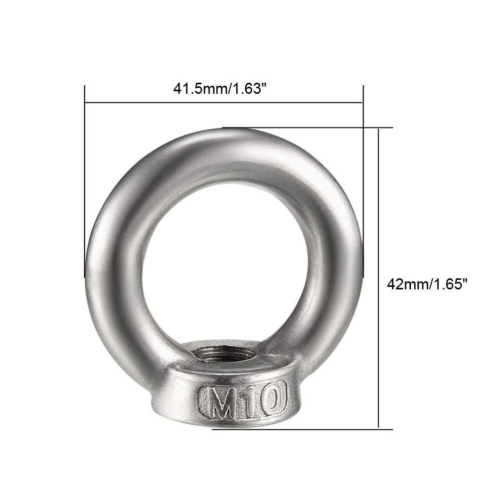 6 Pezzi M10 Dado a Occhiello,304 Dado di Sollevamento in Acciaio Inossidabile,Metrico Occhio Dadodado per in Varie Apparecchiature di Sollevamento di Ingegneria