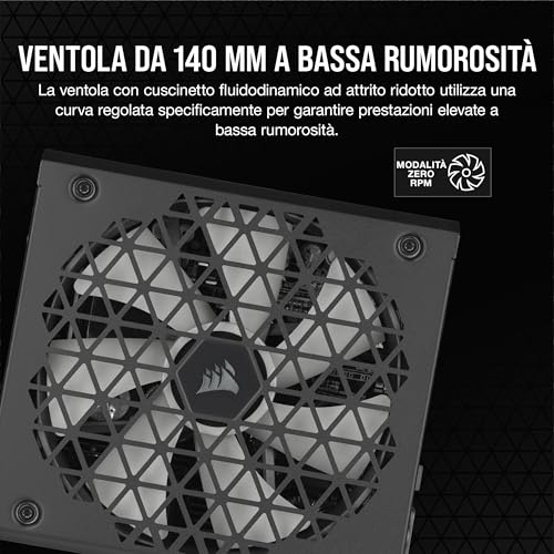RM750x SHIFT Alimentatore Modulare Compatibilità con ATX 3.1 e PCIe 5.1 - Modalità della Ventola Zero RPM - Efficienza 80 PLUS Gold - Alimentatore - Immagine 5