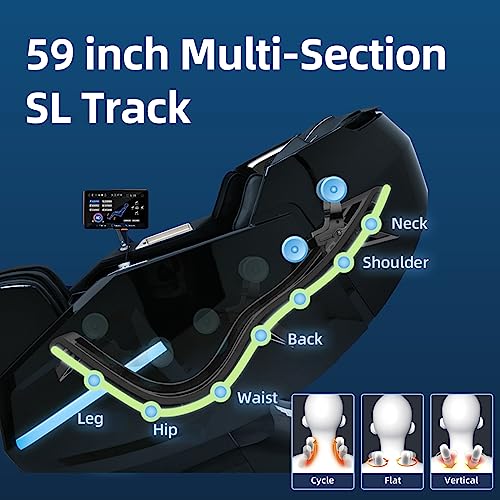 2023 4D Massage Chair Zero Gravity Full Body, 6 Auto Massage Mode Of Dual-Core 57'' Sl Track, Body Scaning, Lcd Control, Built-In Heat Therapy Air Massage System For Livingroom, Office, Bedroom #TOP2