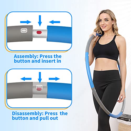 image for NEOWEEK 2lb Exercise Hoops for Adults, Adjustable Hoola Weighted Hoop,