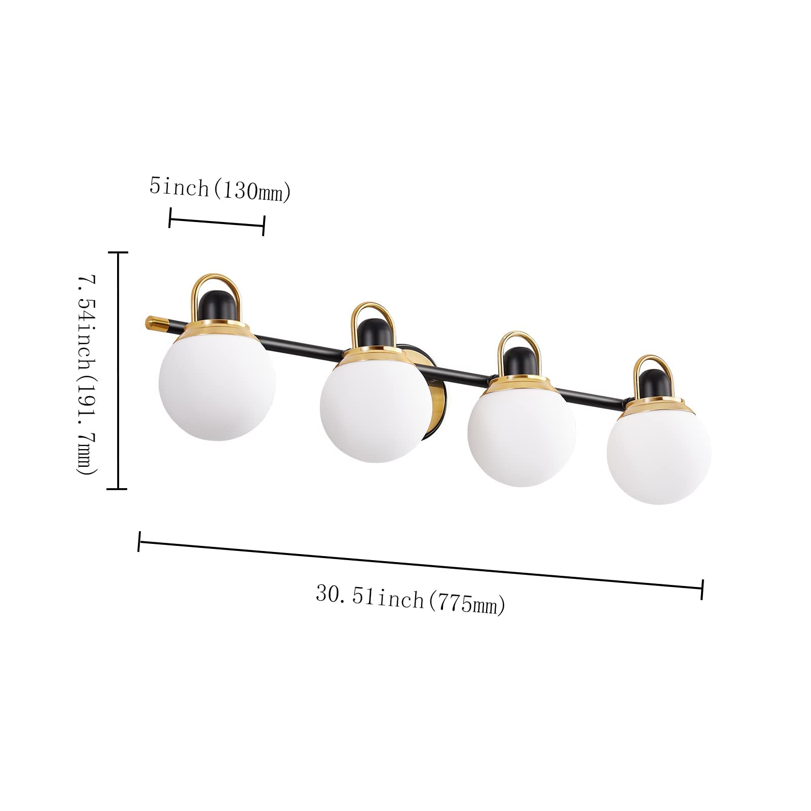 LOXYEE Farmhouse Bathroom Light fixtures，4 Lights Globes Bathroom