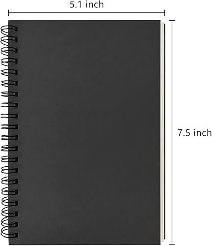 Miniatura 2 de DSTELIN Cuaderno en espiral en blanco 1 paquete tapa suave libro de bocetos 100 páginas 50 hojas 7 x 475 pulgadas negro