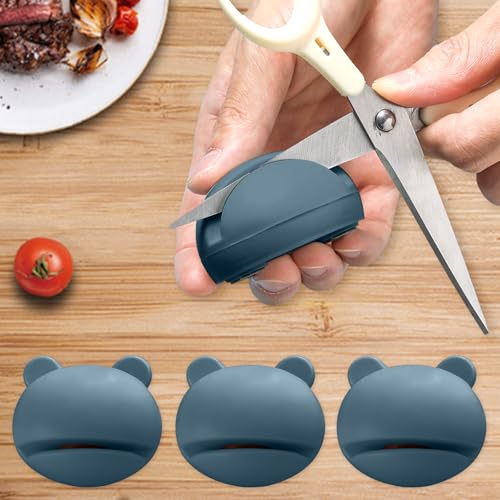 Image of 3PCS Compact Knife Sharpener for Kitchen Use, Small Sharpening Tool with Non Slip Base for Household Cooking and Food Preparation(Blue,A,F)