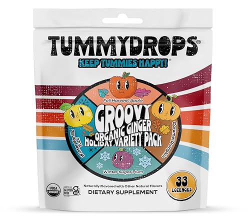 Tummydrops Groovy Ginger Holiday Variety Pack 33 ct for Queasy Stomachs