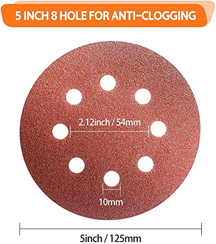 Image of Inditrust 5-Inches Round Sanding Disc Hook and Loop Sand Paper in Bulk for Orbital Sander (60 Grit, 100 pcs)