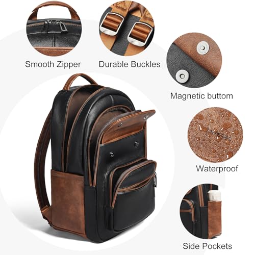 Image of Leresas Backpack Purse for Women Mens for Work Travel Back Pack Vegan Leather Business Teacher Book Bag Fashion Computer Daypack Back Pack Brown Black