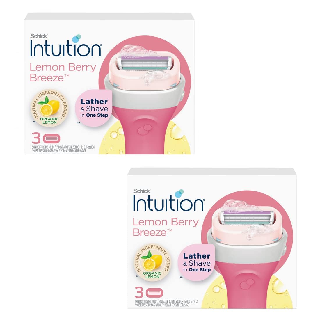 LJJShicks Intuition Razor Refill Cartriges for Woman 3 Ct, Lemon Berry Breeze (2 Pack)