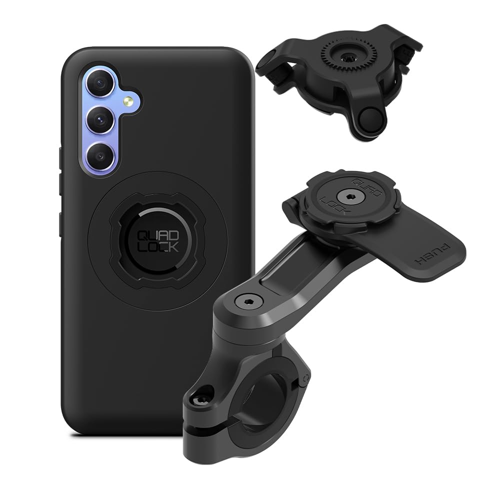 Quad Lock Motorcycle Handlebar Mount PRO Kit with Vibration Dampener and MAG Phone Case for Samsung Galaxy A54